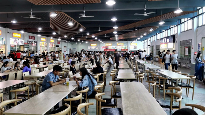 大学食堂人流摄影高清摄影大图-千库网