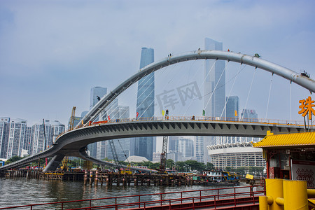 广州珠江海心沙步行桥新建桥摄影图配图