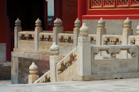 北京特色建筑白天玉石围栏栏杆户外空镜摄影图配图
