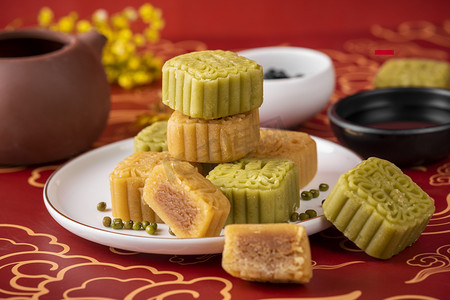 甜品美食糕点桌上摆拍摄影图配图