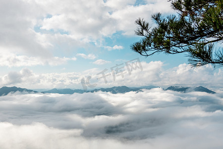 山上的云海云雾下午云海山顶无摄影图配图