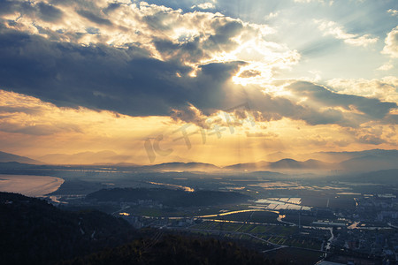 乡村夕阳下午乡村农村无摄影图配图