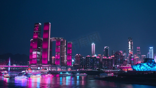 重庆赛博朋克魔幻CBD城市夜景