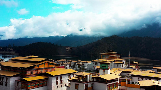 西藏自驾摄影照片_西藏鲁朗小镇祖国风光祖国山河航拍素材