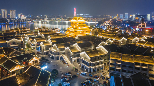 城市夜晚柳州城市风光夜景景区航拍摄影图配图