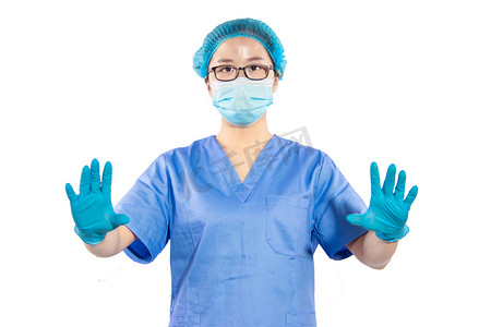 医疗日常一个女大夫手术室消毒摄影图配图