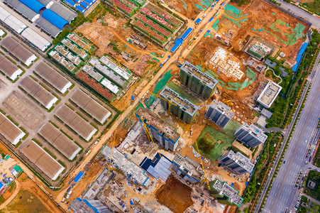 武汉城市建筑白天建筑工地工地俯拍摄影图配图