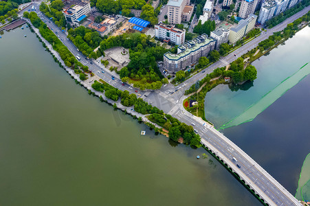 水果湖摄影照片_武汉城市建筑晴天建筑双洞桥航拍摄影图配图