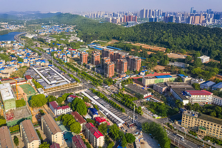 武汉城市建筑群晴天建筑群八一路航拍俯视摄影图配图