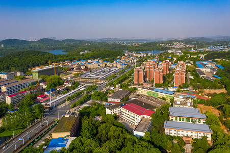 武汉城市建筑群晴天建筑群八一路航拍摄影图配图