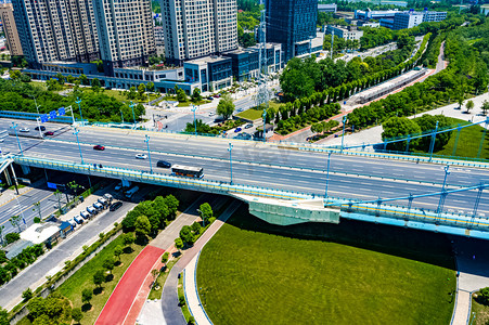 武汉城市交通晴天交通古田桥航拍摄影图配图