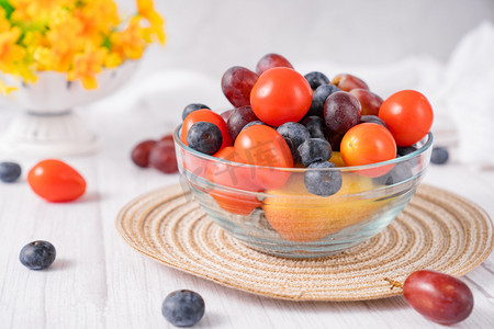 新鲜水果组合营养食品鲜果摄影图配图