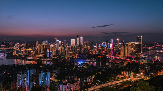 重庆渝中区CBD地标城市风光日转夜