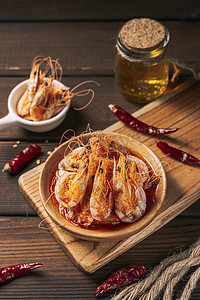 鸡虾干锅摄影照片_美食干货海鲜干虾特写摄影图配图