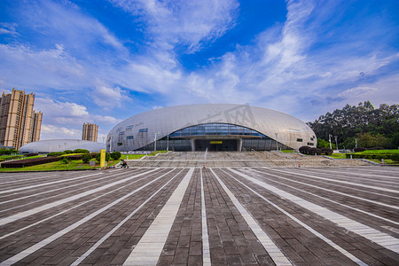 广州花都区东风体育馆城市建筑摄影图配图