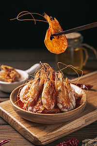 海鲜美食大虾鲜甜特写摄影图配图