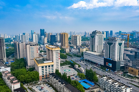 武汉城市建筑群晴天建筑群武昌航拍摄影图配图