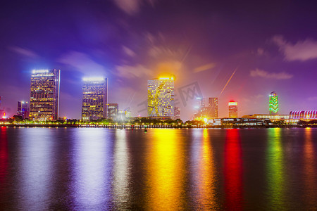 广州珠江城市夜景建筑摄影图配图