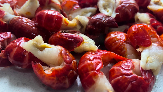 实拍小龙虾尾巴美食食材餐饮美食