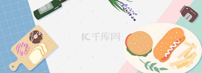 餐饮小清新背景图片_卡通小吃货小清新banner