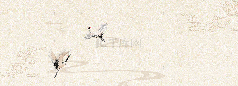 简约中国风白鹤复古纹理背景