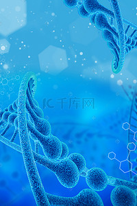 细菌蓝色背景图片_医疗染色体细胞海报背景