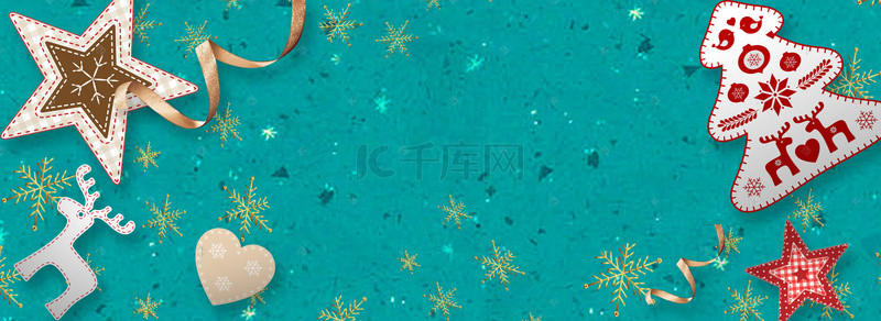 手绘圣诞驯鹿背景图片_圣诞节手绘浪漫文艺平面蓝色banner