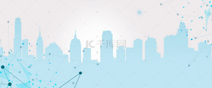 几何城市剪影背景图片_简约大气商务企业城市建筑背景海报