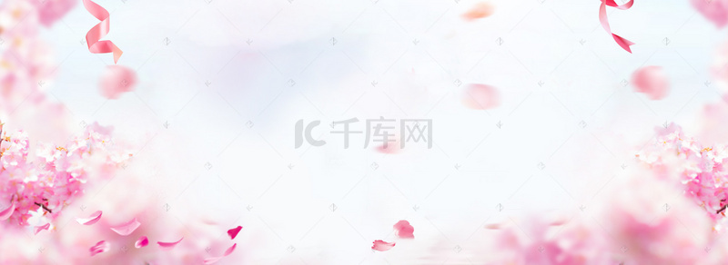 浪漫手绘花瓣背景图片_樱花节唯美浪漫淘宝海报背景