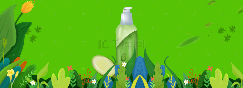 绿色植物黄瓜水banner背景图