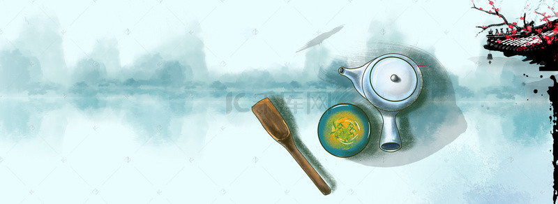 春茶海报背景图片_中国风禅茶一味茶叶广告