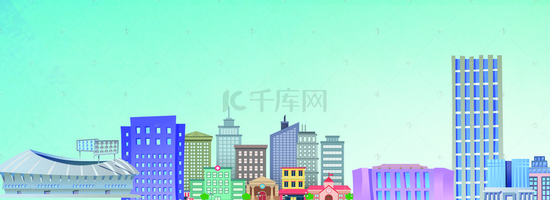 建筑城市卡通背景背景图片_简约城市卡通背景边框