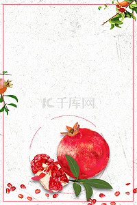 秋季水果手绘石榴海报背景模板