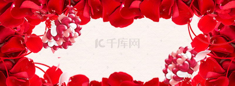 红色婚礼几何纹理红色banner背景