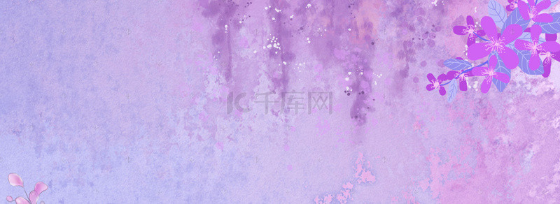 日系和风紫色花纹banner