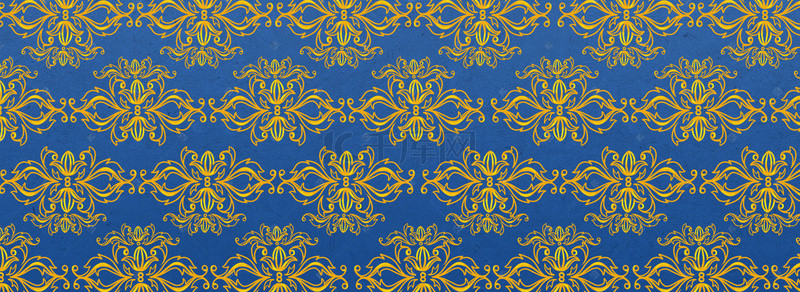 花纹中式蓝色背景图片_蓝色传统花纹中式烫金风背景
