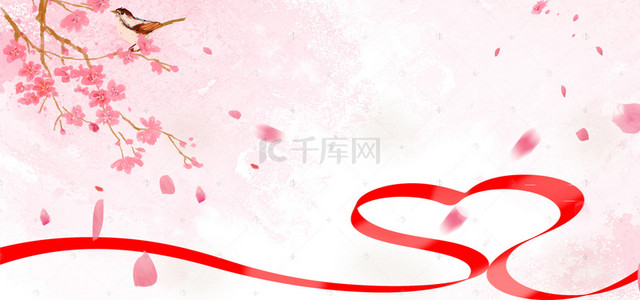 电商214情人节背景图片_浪漫粉色花瓣电商海报背景