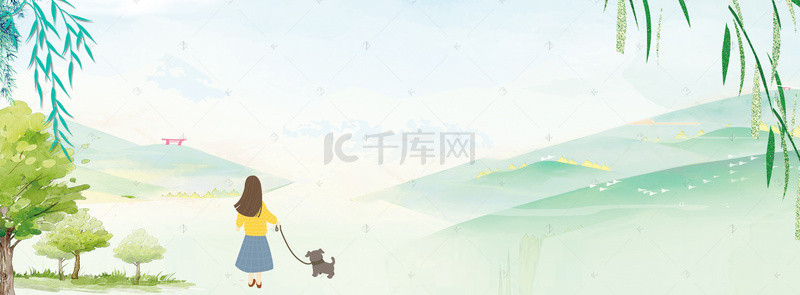 户外清新背景背景图片_绿色风景banner