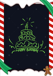 蛋糕手绘素材背景图片_绿色手绘生日蛋糕背景素材