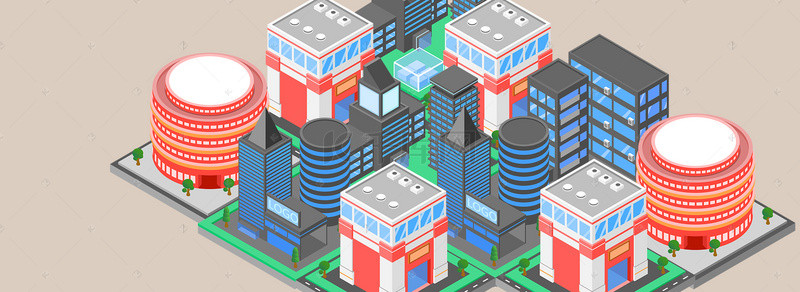 app背景图片_2.5D城市建筑半立体海报背景