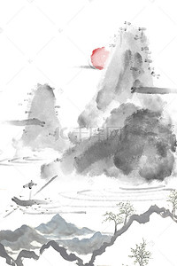 玄关无框画背景图片_中国风水墨山水装饰画