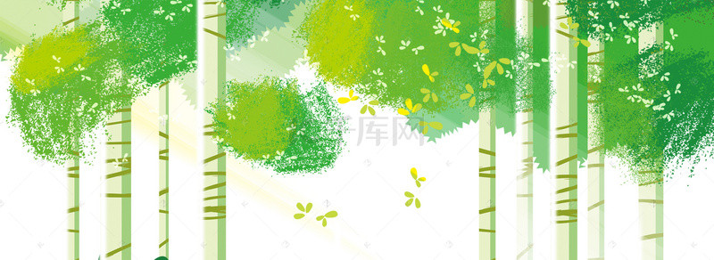 小清新树林背景图片_春季手绘树林背景