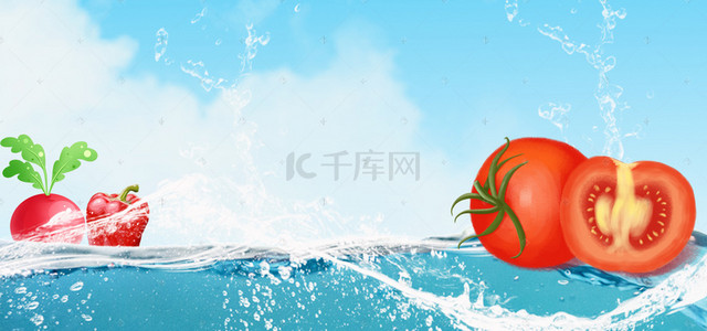 清新纹背景图片_食物食材水果蔬菜番茄水面清新