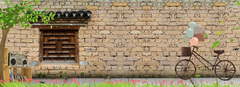 斑驳砖墙复古背景