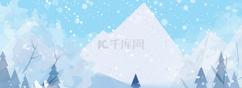 小雪背景图片_初冬蓝色卡通手绘banner