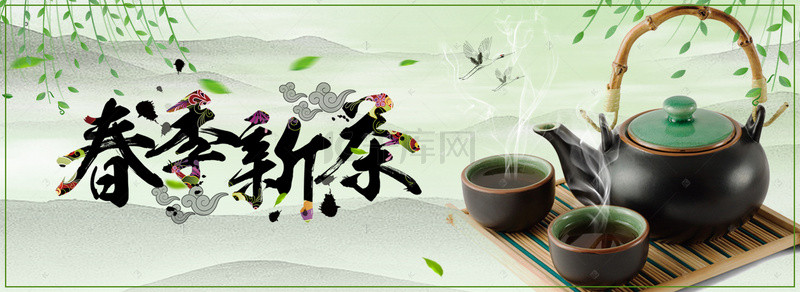 茶叶促销背景图片_春季新茶促销海报banner