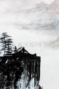 中国风复古山脉工笔画背景素材