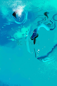 卡通水背景图片_蓝色海水背景下载