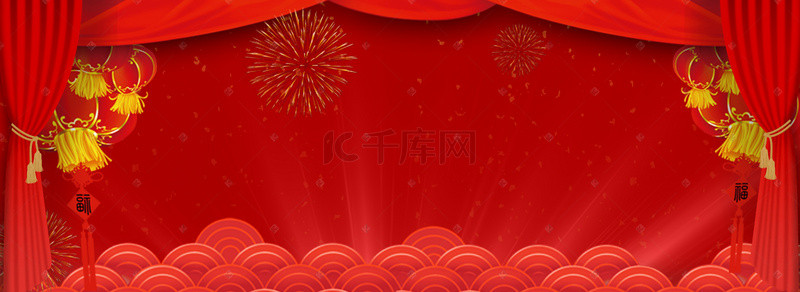 清新红色海报背景图片_简约中国风春节主题海报