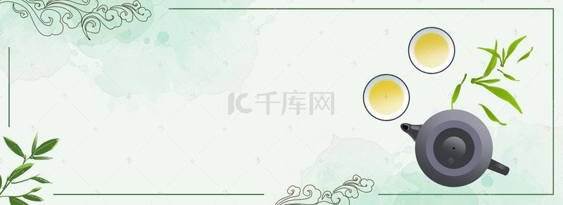 茶叶促销背景图片_绿色新中式茶叶促销淘宝banner